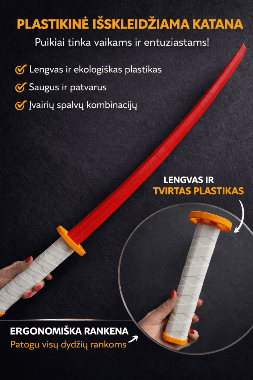 Teleskopinė Katana – Sulankstomas Samurajaus Kardas ir Fidget Žaislas – nuotrauka 2